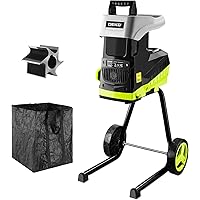 Electric 15-Amp Wood Chipper Shredder: 2800W 1.77-Inch Cutting Diameter Garden Leaf Mulcher with Wheels, Safety Locking Knob,