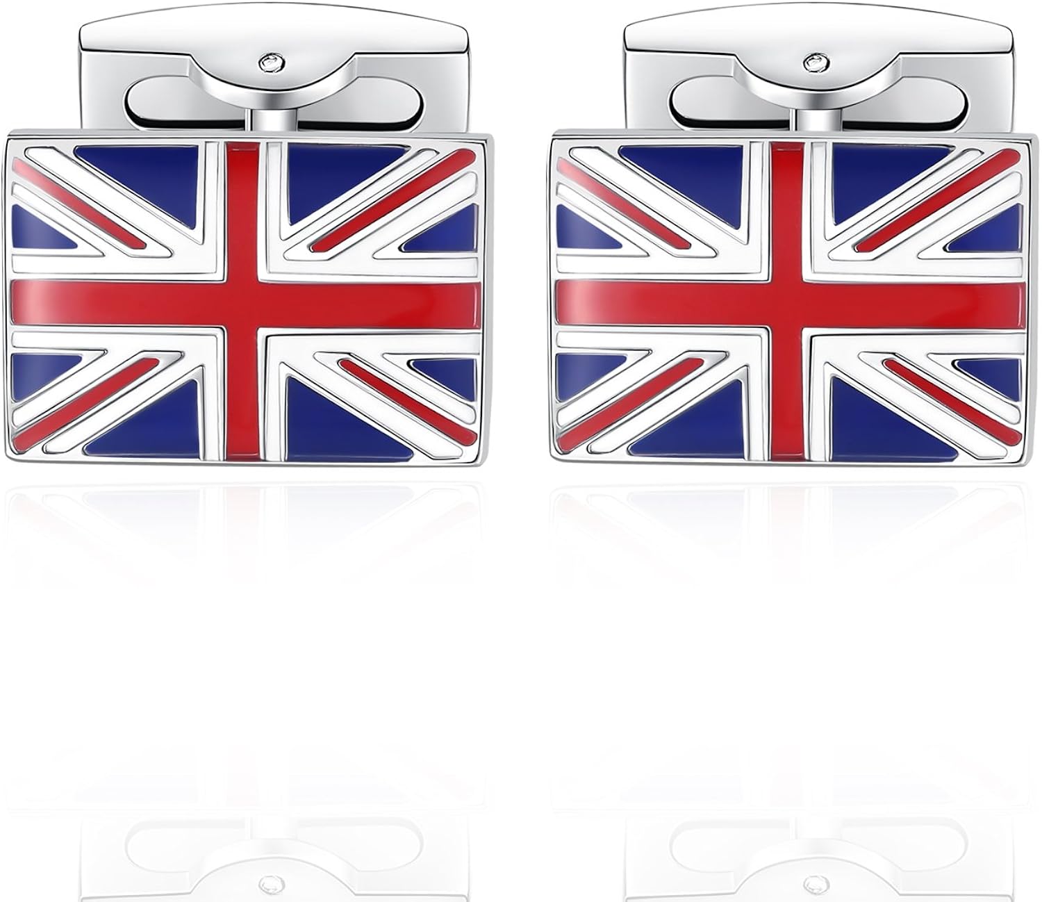 HONEY BEAR UK Union Jack Flag Cufflinks for Men GB United Kingdom British Britain Flag Stainless Steel, Red - Image 3