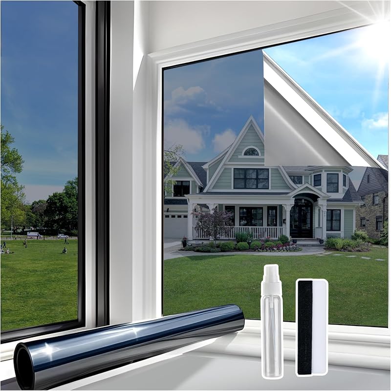 Lifetree Reflective Window Film Privacy Anti Glare See Out Not In 90x200cm Black