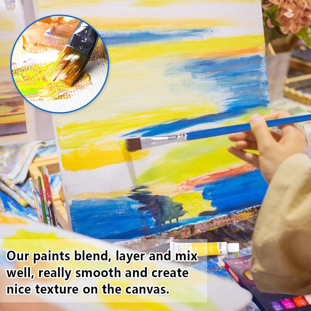 Shuttle Art Acrylic Paint Set, 16 x12ml Tubes Craft Paints for Children Acrylic Paint Kit for Clay Model, Poster - Image 4