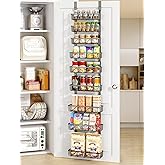Delamu Narrow 9-Tier Over the Door Pantry Organizer, Adjustable Pantry Organizers and Storage, Metal Hanging Spice Rack Organ