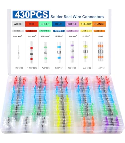Tanbupu 532PCS Heat Shrink Solder Seal Wire Connectors Kit With Heat Gun, Solder Stick Wire Connectors Waterproof Wire Electrical Connector Kit For Marine, Automotive, Boat, Truck (26-6 Gauge