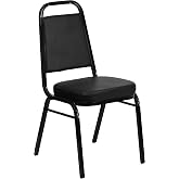 Flash Furniture Hercules Vinyl Banquet Chair, Black, 4-Pack | Stackable, Trapezoidal Back, Black Frame, Vinyl Upholstery