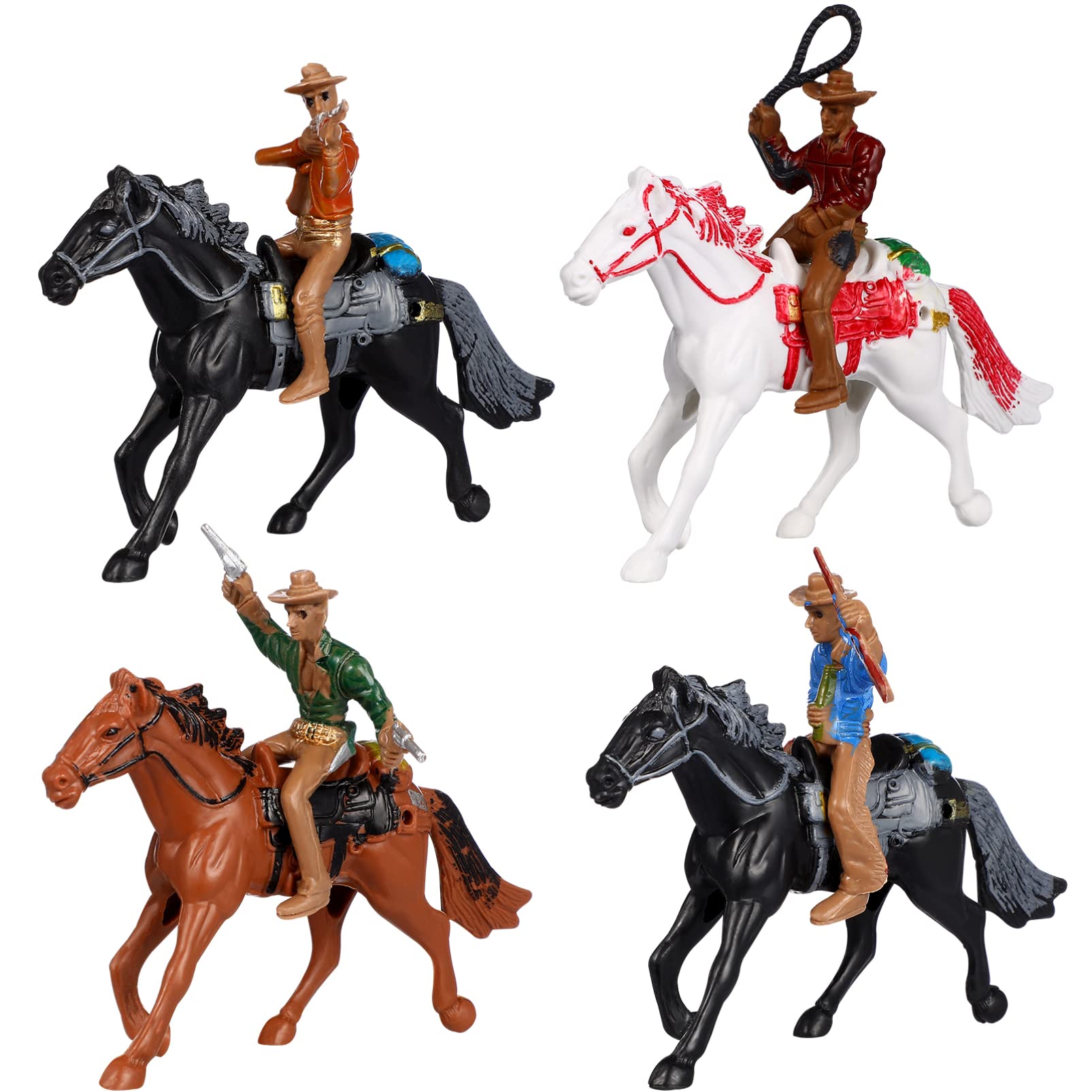 TOYANDONA 4 Pcs and Indians Figures Toys, Horse Riding Indians Figurines Figures Playset Miniature Sandbox Decoration Educational Toys for Children