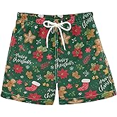 SHJI Seamless Christmas Trees Boys Swim Trunks Toddler Swim Shorts Swimsuit for Beach Hawaii Vacation 2T