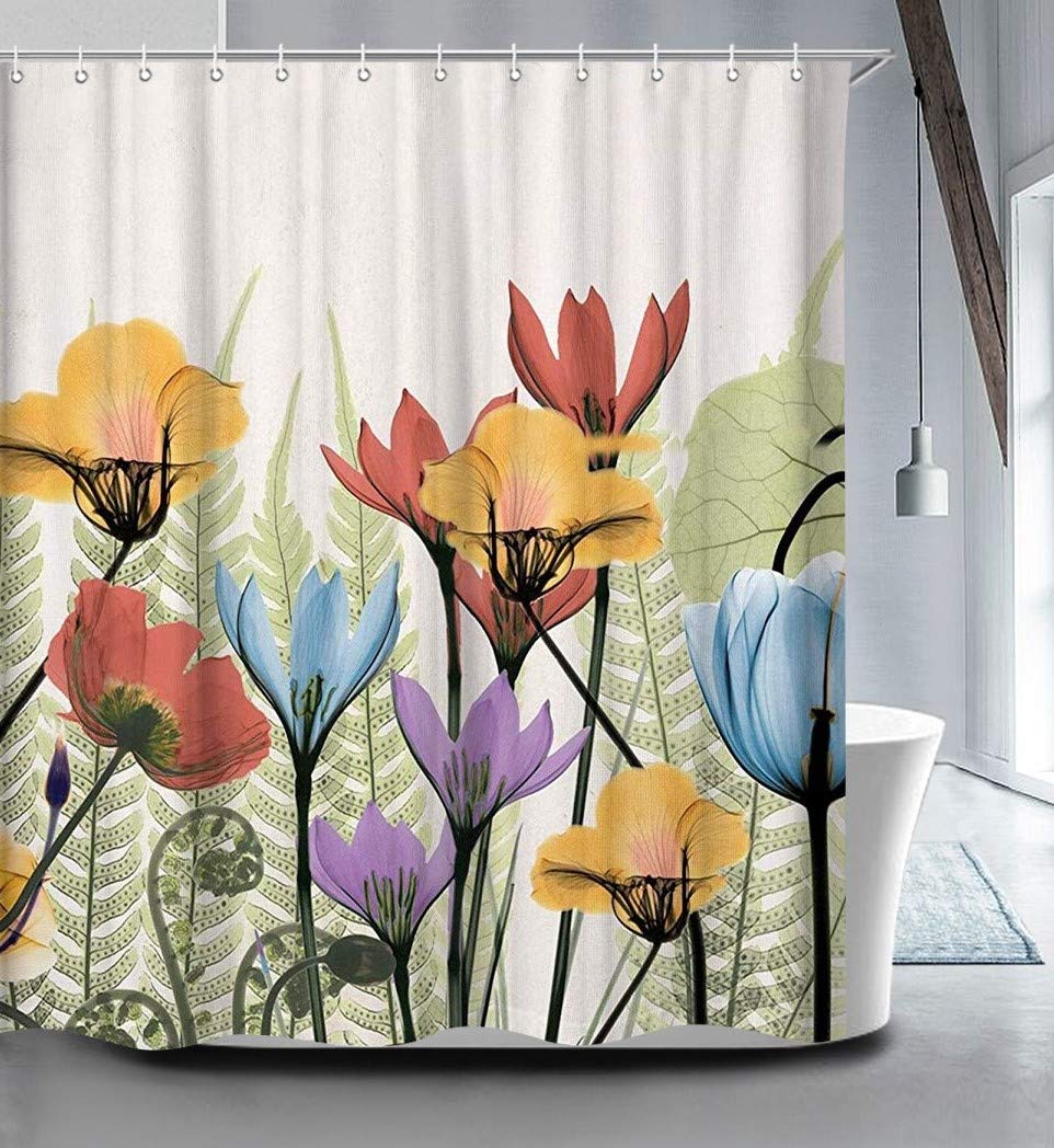 True Holiday Shower Curtain Fabric Polyester Waterproof Mildew Resistant Antibacterial Shower Curtain Liner with 12 Curtain Hooks 72\