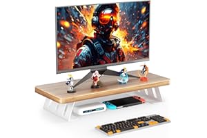 NestNeat Monitor Stand - 24 Inch Wood Monitor Stand Riser, 220 Pounds Load Capacity Desk Monitor Riser for Laptop/PC/Printer,