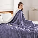 Electric Throw Blanket 50''x60'' Fast Heating Blanket Throw - Ultra Soft Flannel & Sherpa Heated Blanket for Office with 5 Heat Setting & 4-Hour Auto-Off, Great Gifts for Grandma (Lavender Purple)
