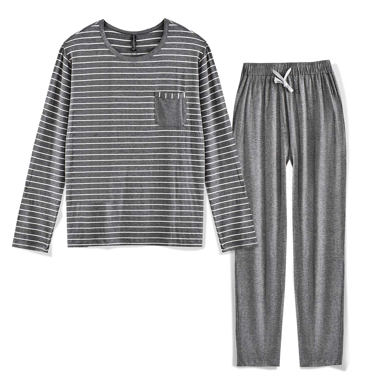Mens' Long Sleeve Pajamas Lounge Sleepwear 2 Piece Set Top with Pant
