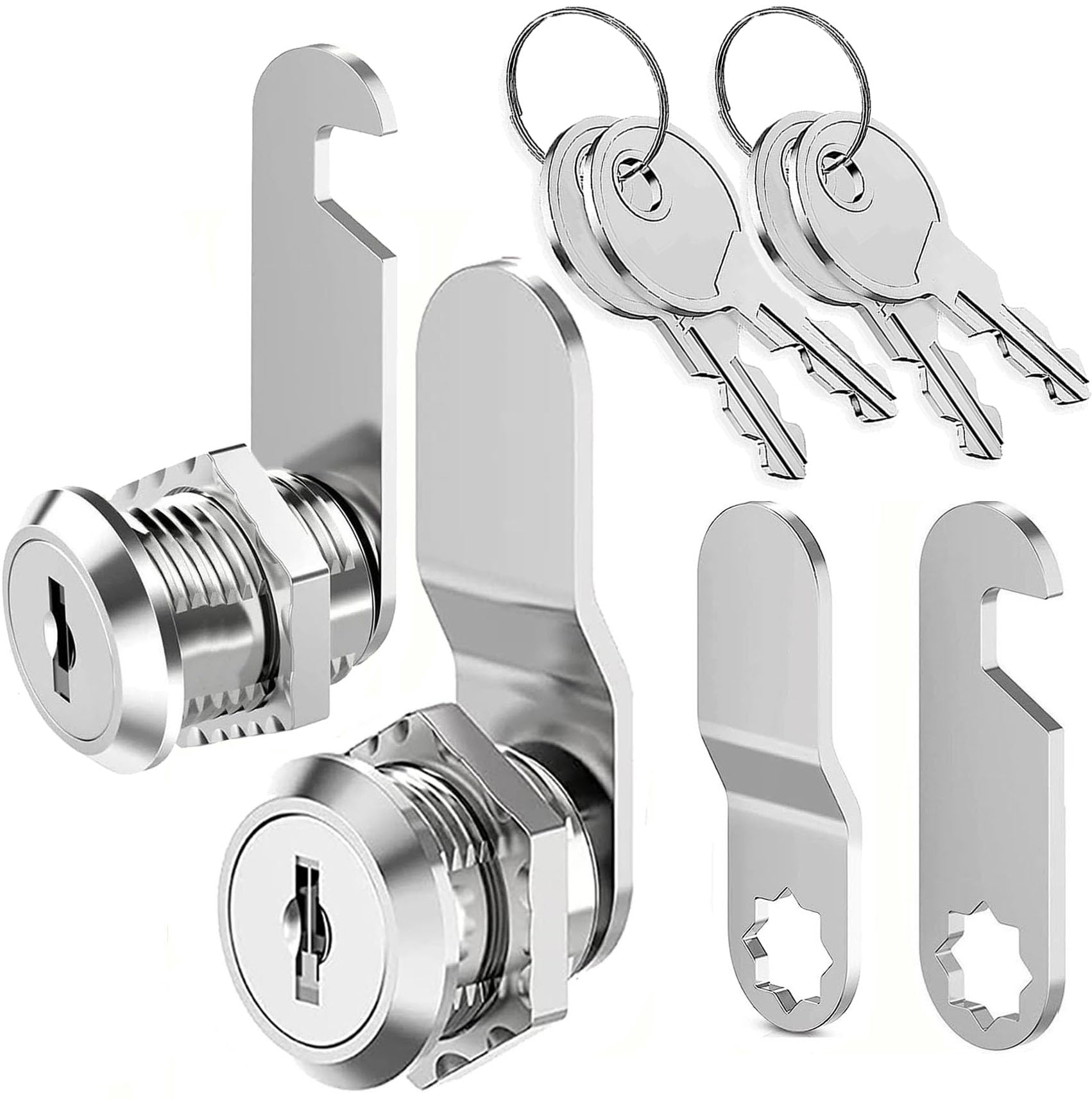 Litensh 2pcs Security Cabinet Cam Locks 16mm, 5/8" Mailbox Lock with Key Different, Letterbox Postbox Toolbox Locks, Secure Files Drawers Dresser Cupboard Door Replacement Lock — image 1