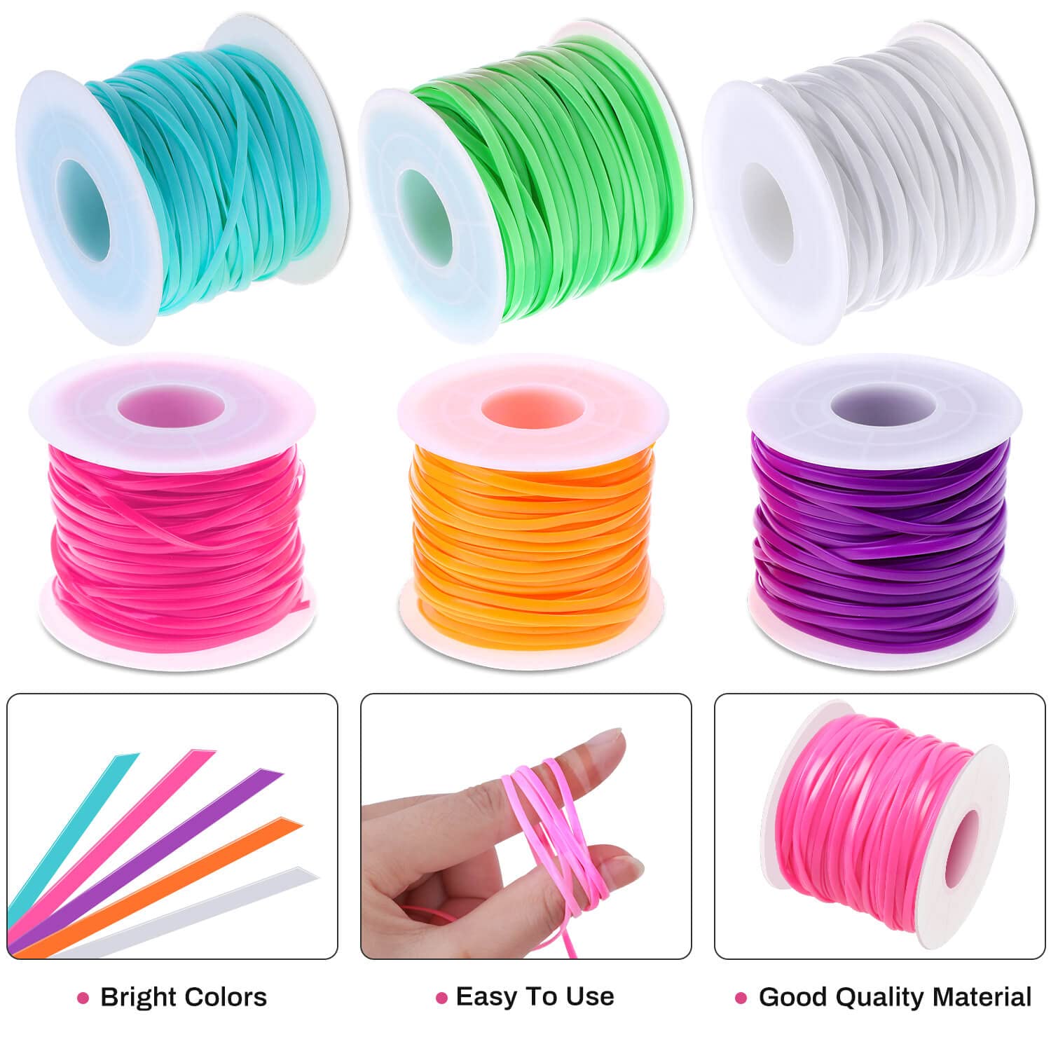 Lanyard String Kit, Cridoz 6Pack Plastic Lacing Cord Gimp String Lanyard Weaving Kit for Bracelets, Keychains, Crafts