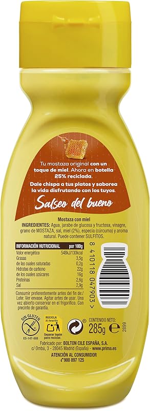 mostaza con miel elaborada con semillas de mostaza. 285 g