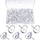 Fainne 100 Pieces Heart Push Pins, Clear Cute Push Pins for Cork Board | Heart Shaped Push Pins, Clear Push Pins, Cute Thumb Tacks, Office Photos, Notes, Cork Board Accessories, Home Decor Supplies