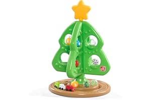 Step2 My First Christmas Tree for Kids, Interactive Christmas Tree Toy, Toddlers Ages 1.5+ Years Old, 12 Colorful Plastic Ornaments to Decorate, Mini Train Set Circles the Skirt