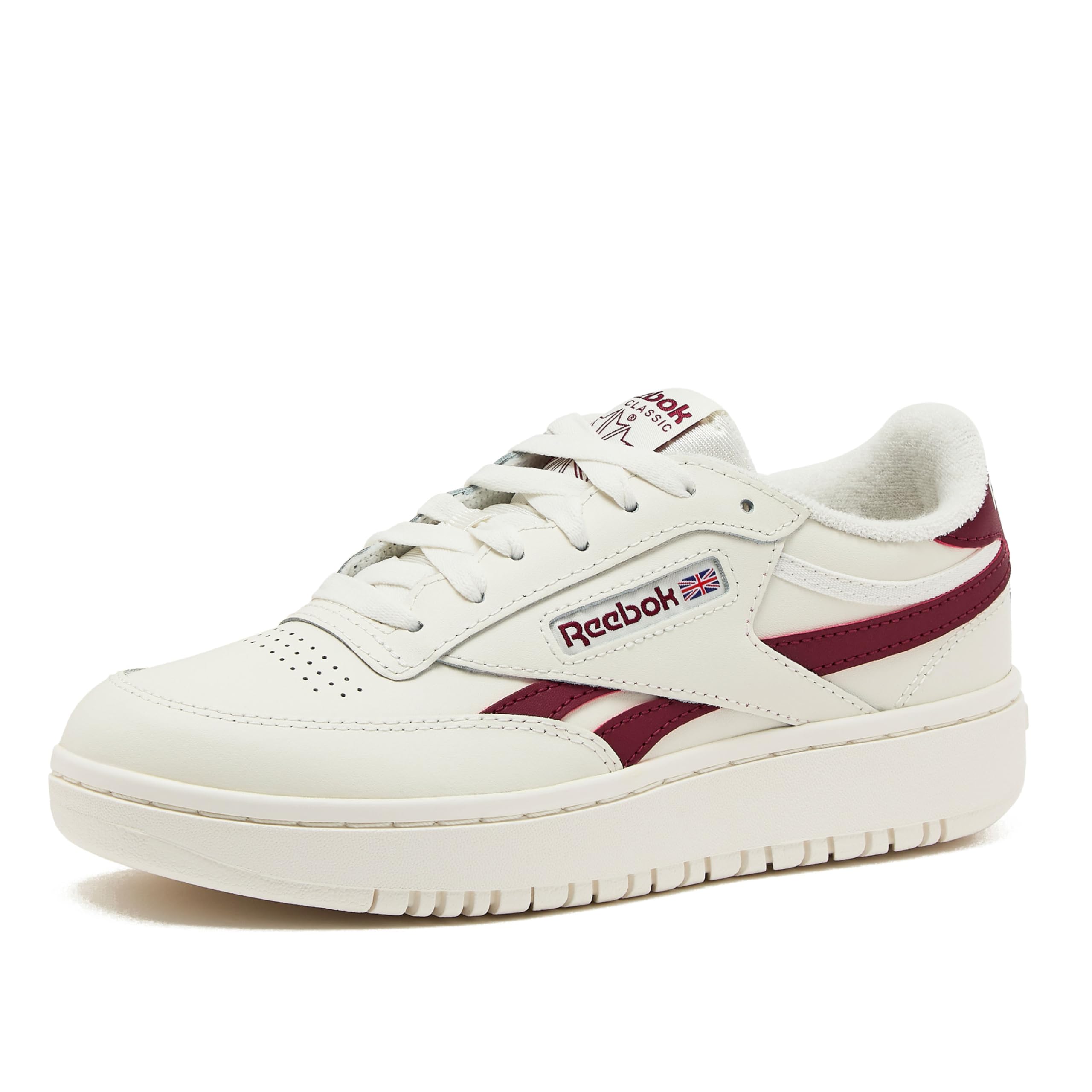 Reebok Women's Club C Double Revenge Platform Sneaker, Chalk/Chalk/Classic Burgundy, Size 6.5 Image
