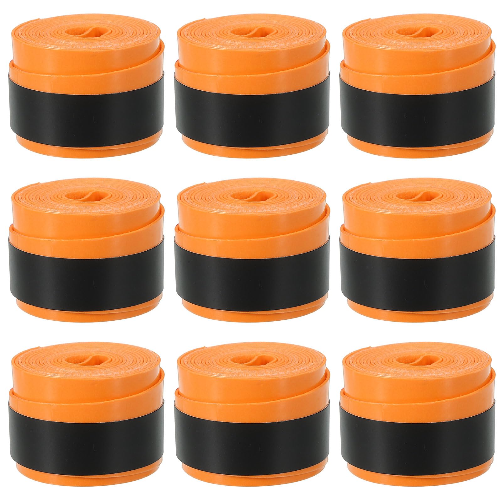 PATIKIL 43.3" Tennis Racket Grip Tape, 9 Pack Overgrip Stretchy Non-Slip Absorb Sweat for Badminton Fishing Rod, Orange