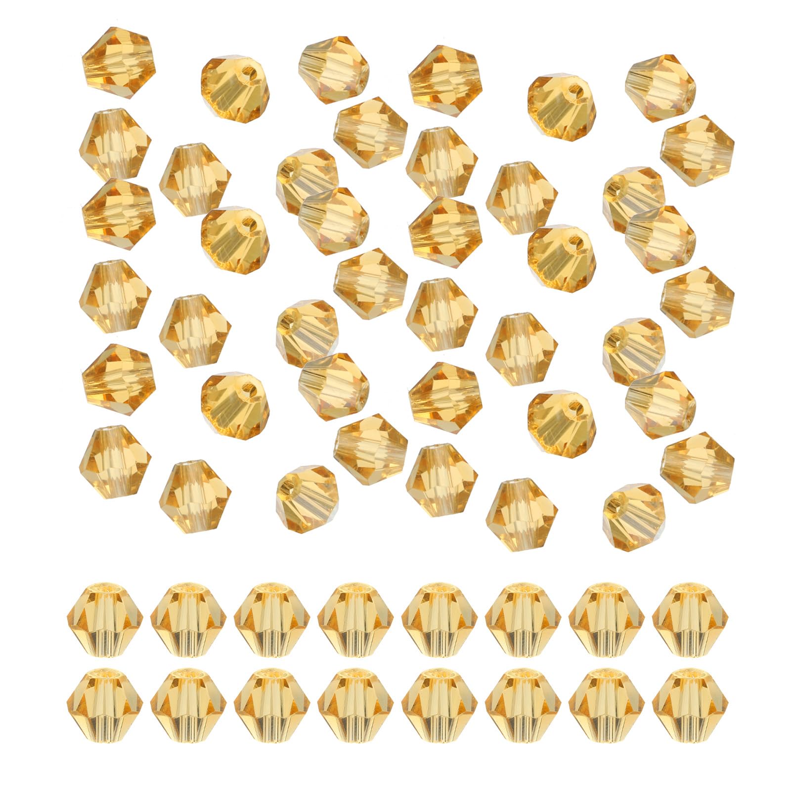 PATIKIL 6mm Bicone Glass Beads, 450 Pcs Small Faceted Bicone Crystal Beads Charm for Earring Bracelets Necklaces Rings Jewelry Making DIY, Amber