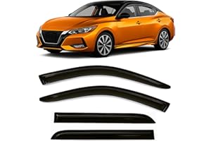 OLLTOZ 2020-2025 Tape-On Rain Guards for Nissan Sentra Side Window Visor Deflectors Extra Thick Vent Shades S SV SR 2021 2022 2023 2024