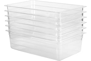 EGGKITPO EGGKITP Full Size Clear Food Pans 6 pack 6 Inch Deep Pan Stackable Polycarbonate Food Pan for Restaurant Use BPA free freezer-safe Clear