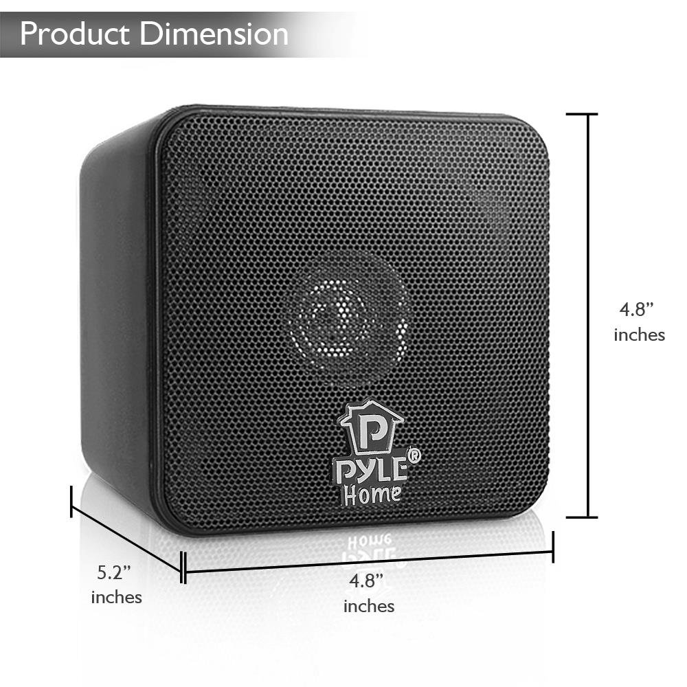 Pyle Home 4” Mini Cube Bookshelf SpeakersPaper Cone Driver, 200 Watt Power, 8 Ohm Impedance