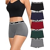 LEVAO Cotton Boy Shorts Underwear for Women High-waisted Full Coverage Boxer Briefs Panties 5 Pack S-XXL