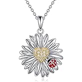 YFN Daisy Flower Necklace/Earrings Gifts for Women Sterling Silver Daisy Pendant Jewelry for Women