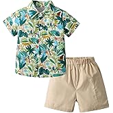 KuKitty Toddler Infant Baby Boy Clothes Summer Short Sleeve Button Down Shirt Tops Shorts Outfit Set