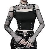 Goth T-Shirt Punk Crop Top Shirts for Women Going Out Tops
