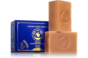 Ancient Greek Remedy Organic Face and Body Soap Bars for Dry, Normal, and Sensitive Skin. Gentle Wash Treatment for Women and Men With soap Holder (2 pack)
