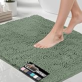 GORILLA GRIP Bath Rug Mat, Thick Soft Absorbent Chenille, Quick Dry Microfiber Mats, Rubber Backing Washable Shower Floor Rugs, US Designed Bathroom Bathmat Home Decor Accessories, 24x17 Sage Green