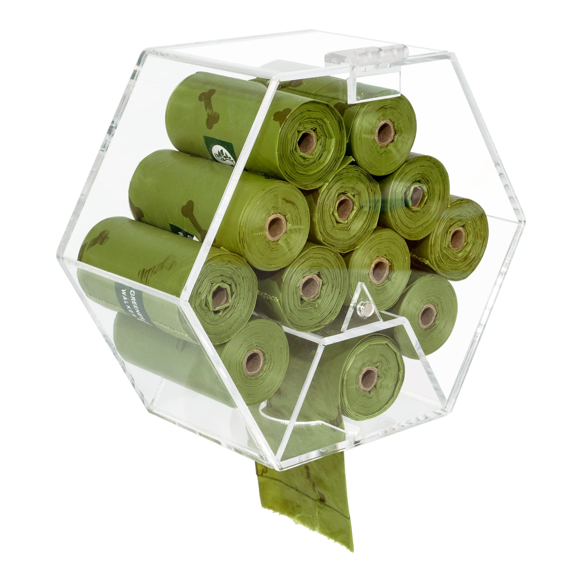 KOEMEHR Dog Poop Bags Dispenser Wall Mount, Outdoor or Outside Acrylic Dog Waste Bag Poo Bag Dispenser Holder with Hinged Lid Pet Doggy Poop Bag Storage Organiser, Clear