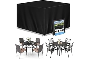 Wanocean Patio Furniture Covers Waterproof, 55Inch Square Patio Table and Chair Covers for All Weathers Windproof Anti-UV, Outdoor Furniture Covers for Patio Rattan Tables 55"L X 55"W X 35"H