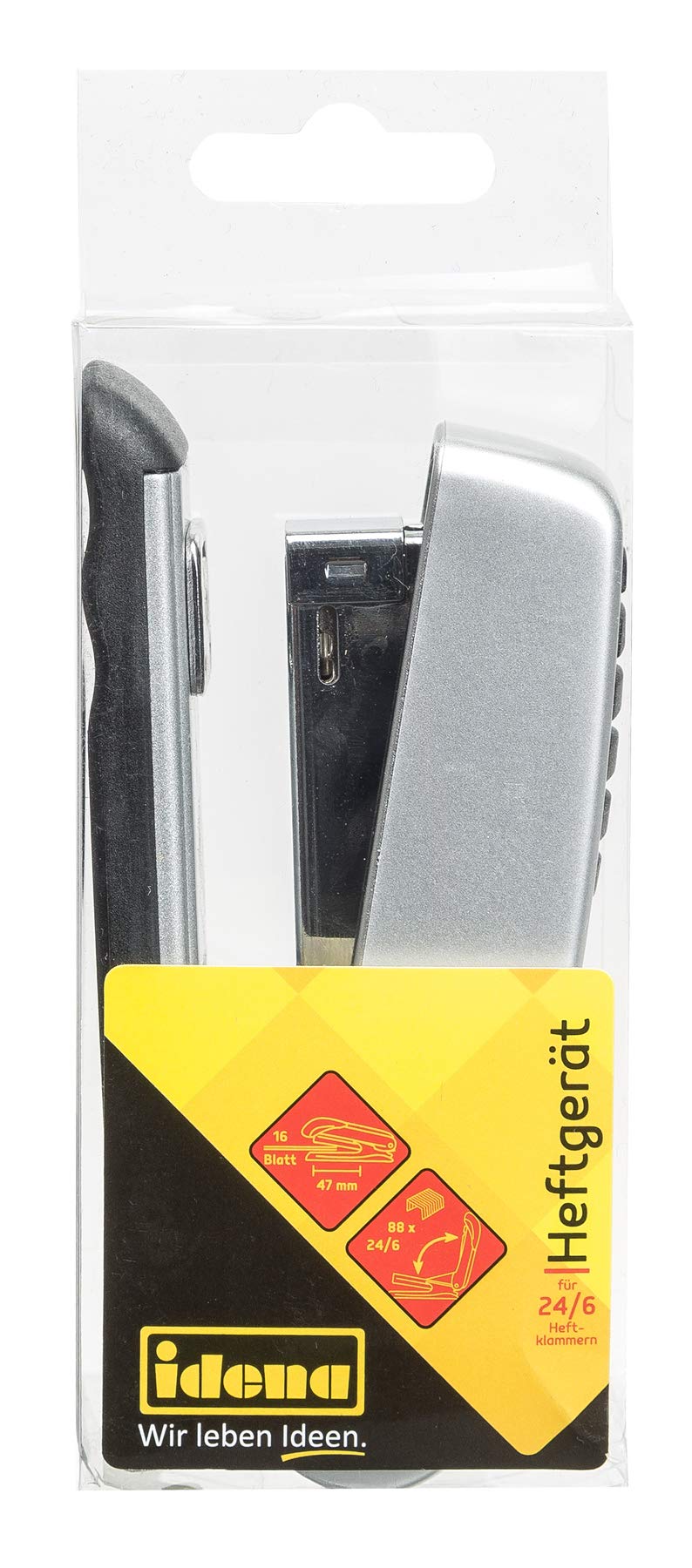 IDENA Stapler Plastic Silver Grey