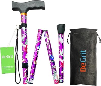 BeGrit Walking Sticks for Women Folding Adjustable Lightweight Purple