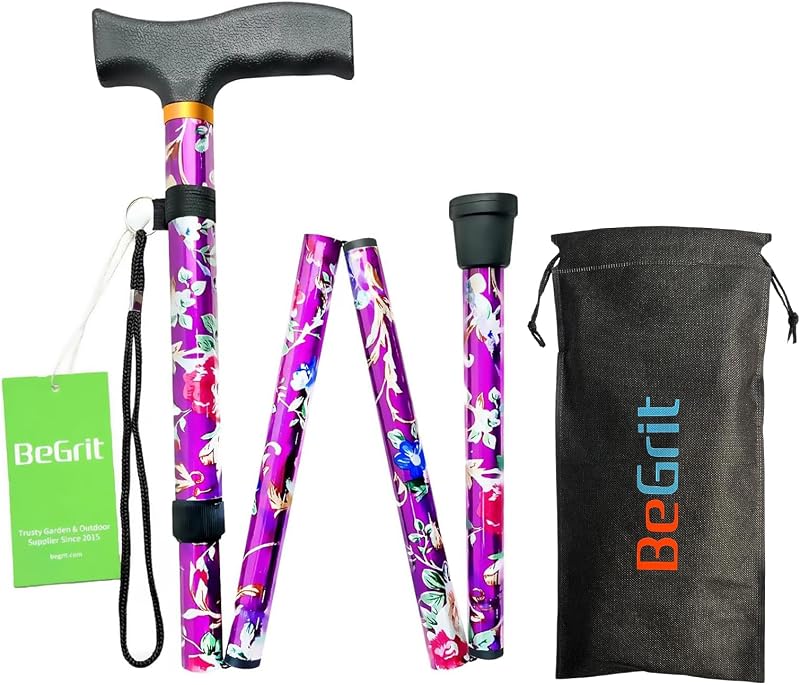 BeGrit Walking Sticks for Women Folding Adjustable Lightweight Purple
