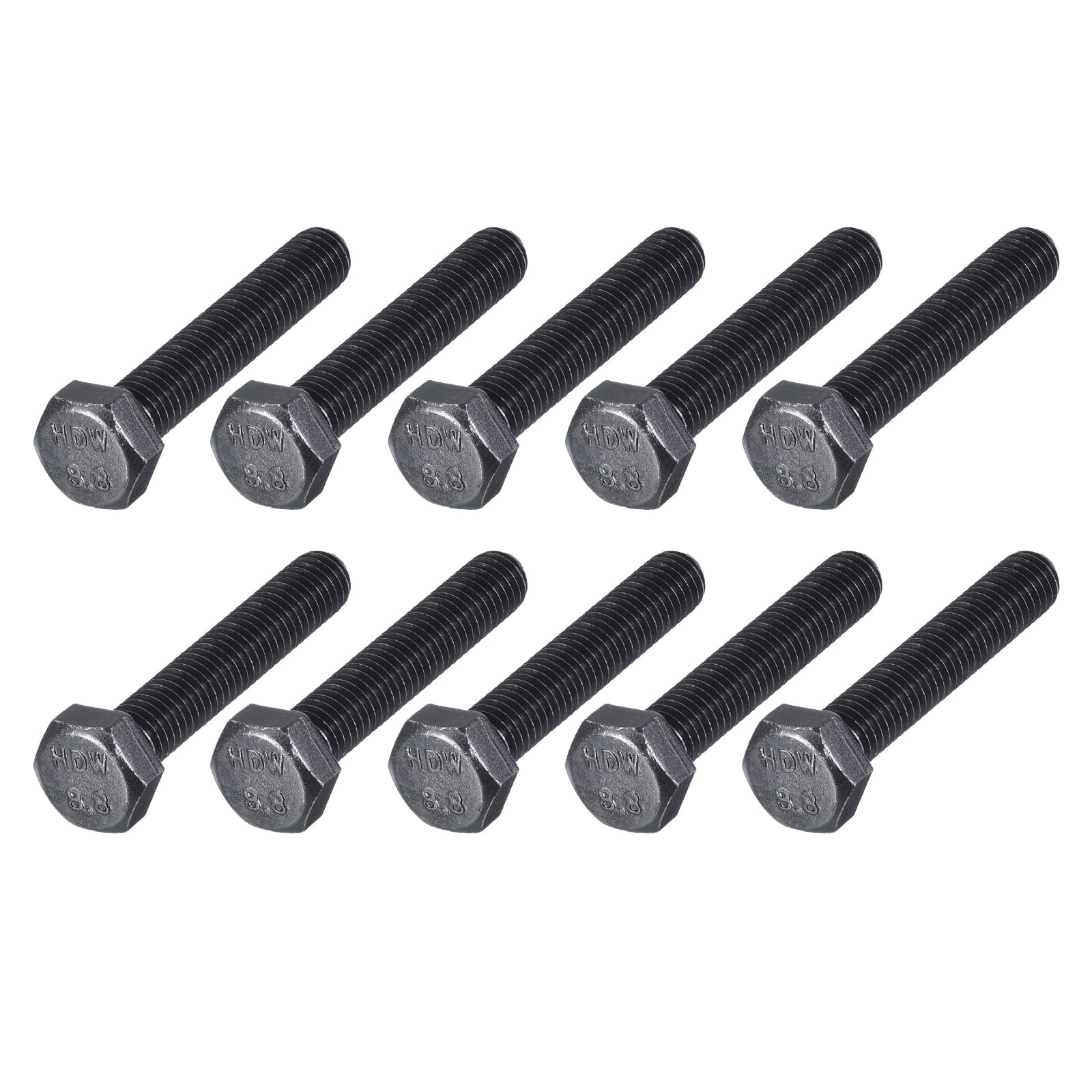 METALLIXITY Hex Bolts (M8-1.25x45mm) 10Pcs, 8.8 Grade Carbon Steel Fully Threaded Black Oxide, Coarse Thread UNC Hex Head Screw Bolt - for Furniture Repair