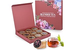 BELEEPLANNER Christmas Tea Gift Set, 100% Pure & Natural 9 Blended Herbal Tea, Travel Edition Gift Box for Women & Men, Caffeine Free, Non GMO, Additives Free