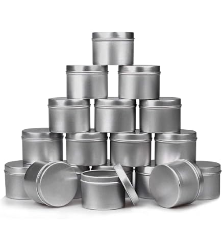 Lot de 12 petits pots en étain pour la fabrication de bougies de Noël Lot de 12 petits pots en étain pour la fabrication de bougies de Noël