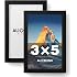 ALIOBLONG 3x5 Picture Frame Set of 2,Black Photo Frame for 3x5 Without Mat,Thin Border Frame,Horizontal and Vertical Formats 