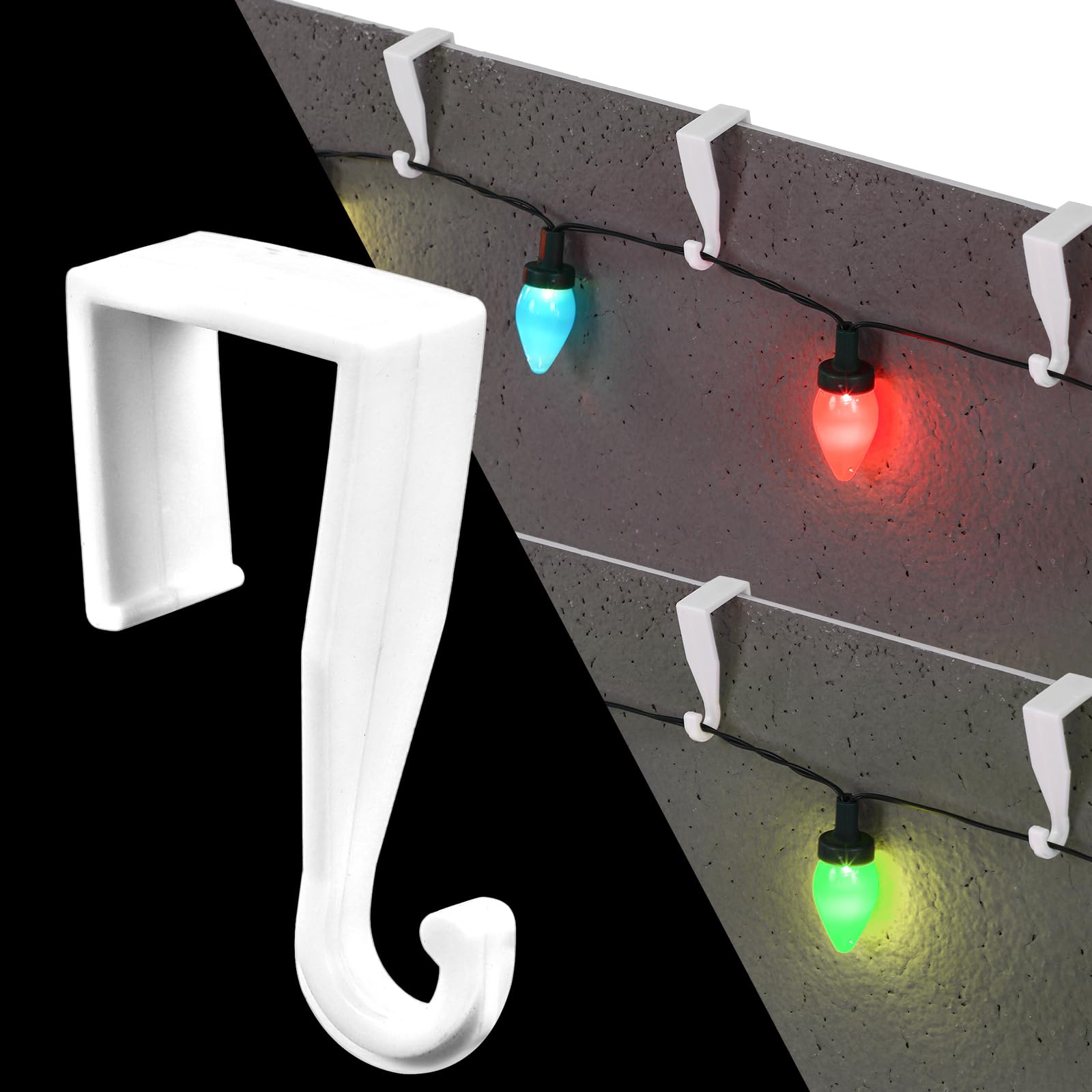 Photo 1 of Amyhill 50 Pcs Christmas Gutter Light Hooks for Hanging Outdoor String Lights White Plastic Weatherproof Gutter Clips Hangers for Outside Xmas Halloween Holiday Patio