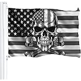 American Flags for Outside 3x5 Outdoor Pirate USA Flag US Black Boat Flags & Banners Man Cave Skull Bones Funny, 3 Ply United States Halloween Dead Day 4th of July Memorial Independence Double Stitched Freedom Room Navy Military Flag Brass Grommets for Garden Yard Lawn Patio House Dorm
