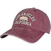 LA California Bear Embroidered Vintage Cotton Baseball Cap Adjustable Metal Buckle Unstructured Low-Profile Hat Men & Women