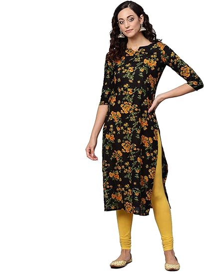 Cotton Printed Kurti(VCK1193_Black_Free Size)