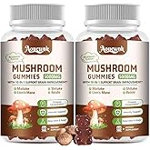 Aouewnk 2 Pack 5000MG Mushroom Gummies for Men & Women - 10-in-1 Blend Mushroom Complex Supplement containing Lion's Mane, Brain and Immune Boosting, Blueberry Flavor, Non-GMO, 120 Counts