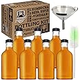 Kombucha Bottling Kit: 7x 16 fl oz Glass Stout Bottles With Airtight Lids, Stainless Steel Funnel, Bottle Brush, Airtight, High-Pressure Bottles Great For Kombucha, Kefir or Ginger Beer