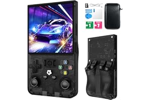 WDYQJE R36MAX Retro Handheld Games Console, Retro Game Console with 4.0 inch IPS HD Screen, Video Game Consoles with 64GB Memory, Portable Gaming Player for Travel, Gift for Teen or Partner, Blcak