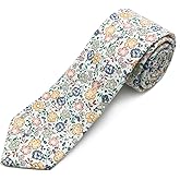 GHTIYLP Cotton Floral Ties for Men 2.76" Men's Skinny Tie Linen Flower Printed Neck Tie for Wedding Dating Party