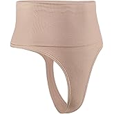 DREAM SLIM Women's Mid-Waist Seamless Tummy Control Thong Shapewear Panties Girdle Underwear