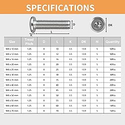 Krysay M8 x 25mm 30Pcs Flat Head Hex Socket Cap