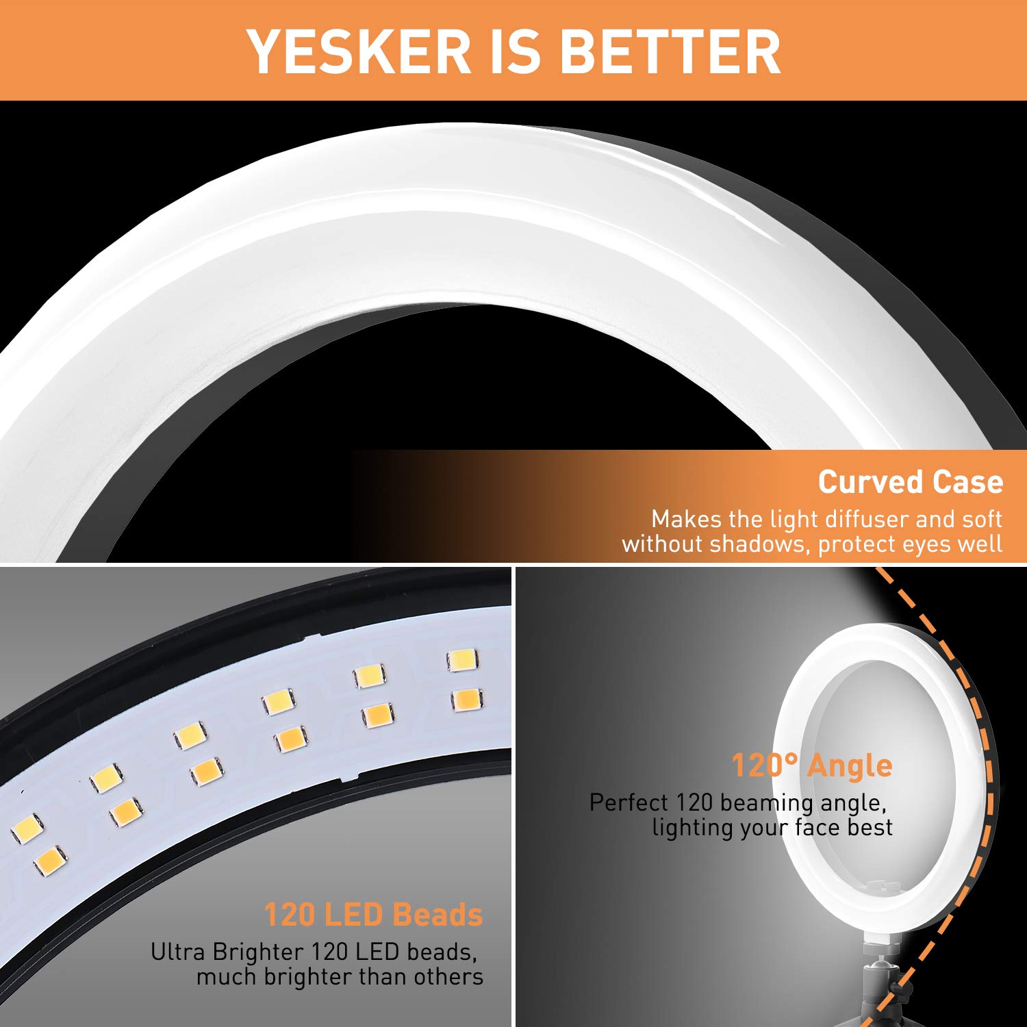 10” Ring Light LED Desktop Selfie Ring Light USB LED Desk Camera Ringlight 3 Colors Light with Tripod Stand iPhone Cell Phone Holder for Photography Makeup Live Streaming
